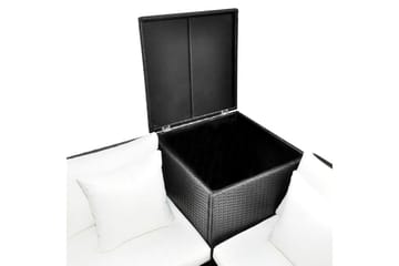 Haveloungesæt 4 Dele Med Hynder Polyrattan Sort - Sort - Havemøbler - Loungemøbler - Loungesæt