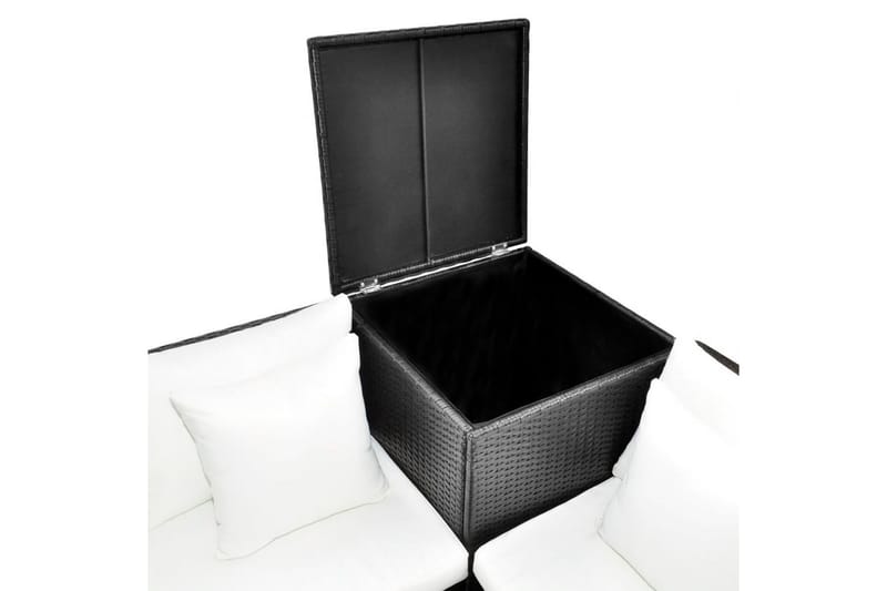 Haveloungesæt 4 Dele Med Hynder Polyrattan Sort - Sort - Havemøbler - Loungemøbler - Loungesæt