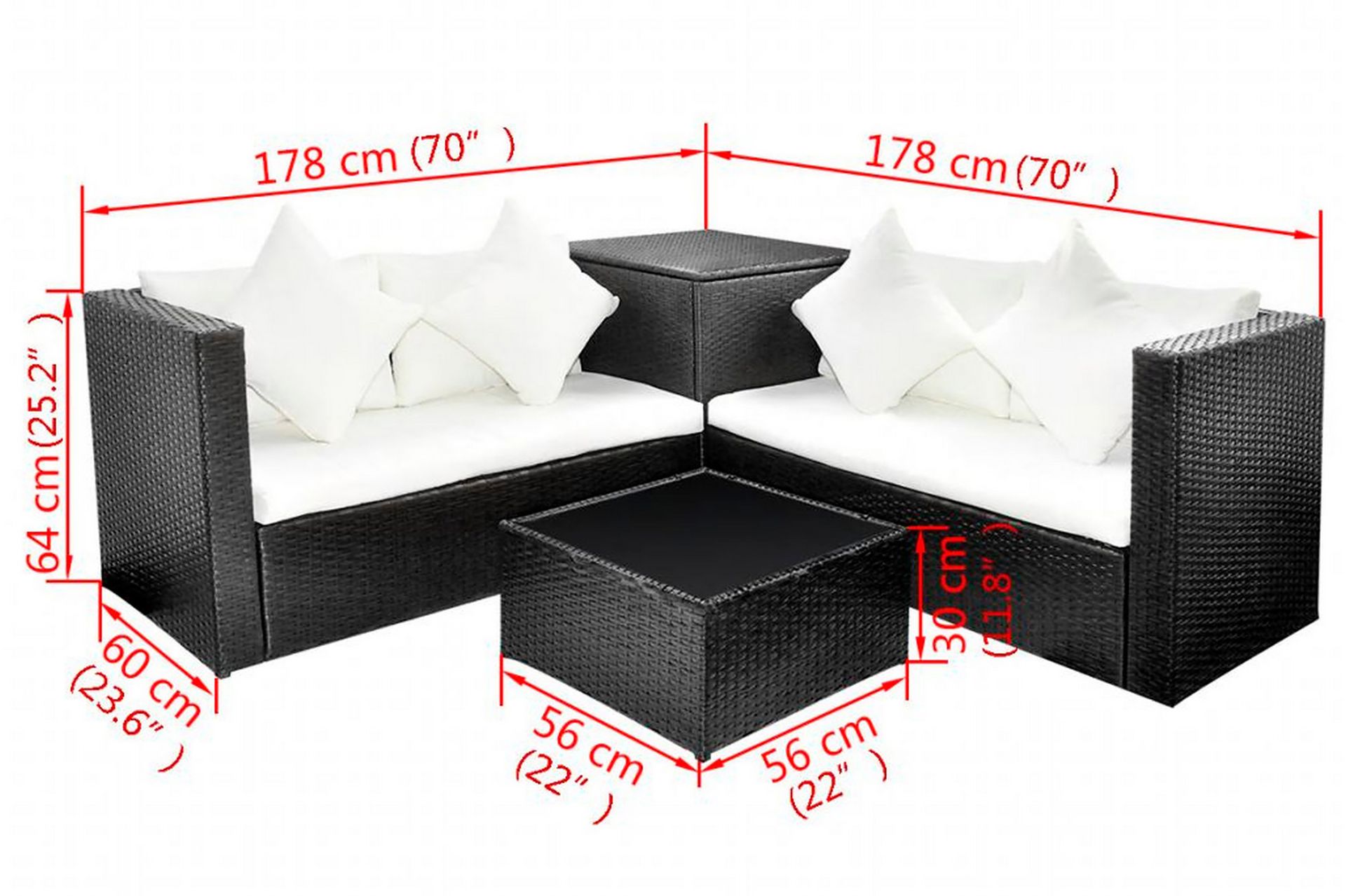 Haveloungesæt 4 Dele Med Hynder Polyrattan Sort - Sort - Havemøbler - Loungemøbler - Loungesæt