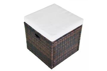 Haveloungesæt 4 Dele Med Hynder Polyrattan Brun - Brun - Havemøbler - Loungemøbler - Loungesæt