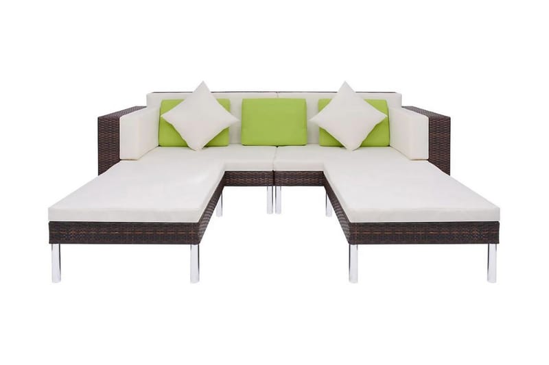 Haveloungesæt 4 Dele Med Hynder Polyrattan Brun - Brun - Havemøbler - Loungemøbler - Loungesæt