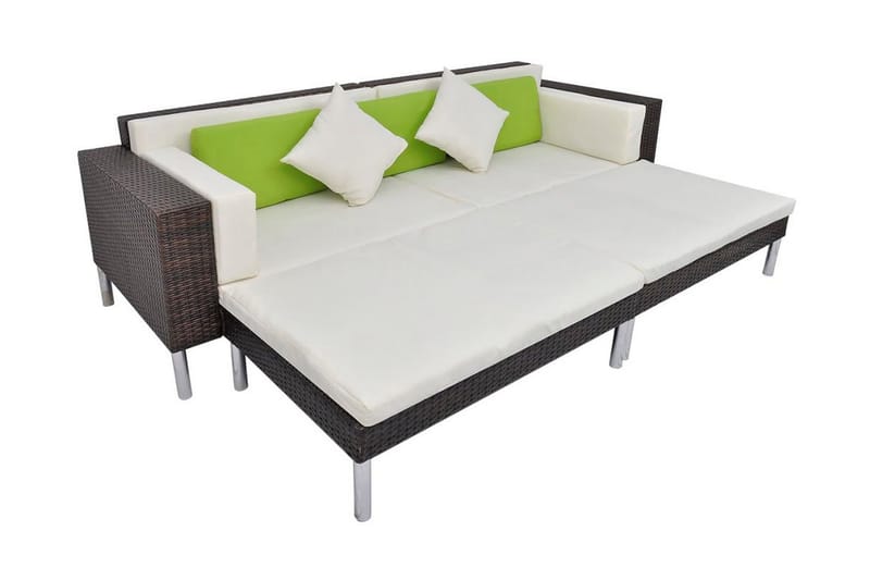 Haveloungesæt 4 Dele Med Hynder Polyrattan Brun - Brun - Havemøbler - Loungemøbler - Loungesæt
