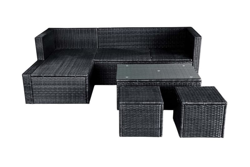 Haveloungesæt 4 Dele Med Hynder Polyrattan Sort - Sort - Havemøbler - Loungemøbler - Loungesæt