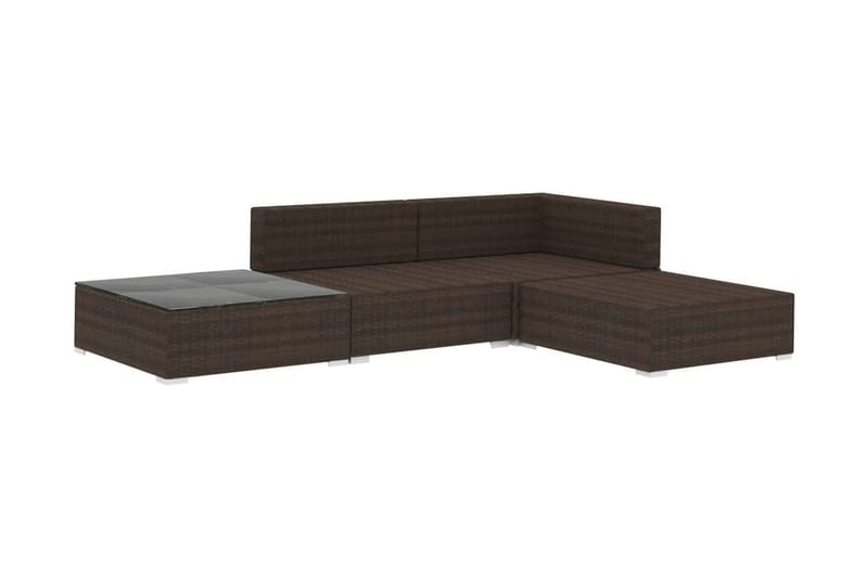 Haveloungesæt 4 dele med hynder polyrattan brun - Brun - Altanmøbler - Sofagrupper udendørs - Loungesæt
