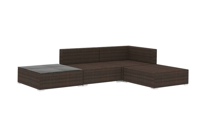 Haveloungesæt 4 dele med hynder polyrattan brun - Brun - Havemøbler - Loungemøbler - Loungesæt