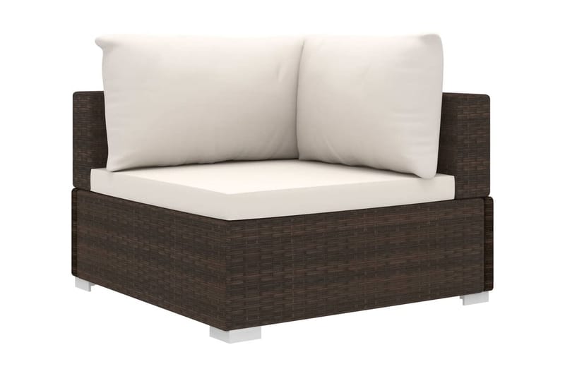 Haveloungesæt 4 dele med hynder polyrattan brun - Brun - Altanmøbler - Sofagrupper udendørs - Loungesæt