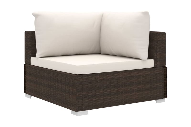 Haveloungesæt 4 dele med hynder polyrattan brun - Brun - Havemøbler - Loungemøbler - Loungesæt