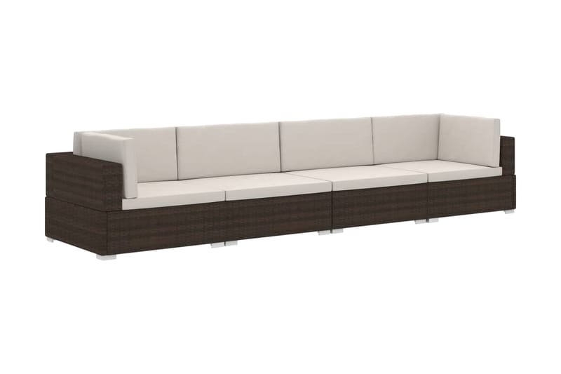 haveloungesæt 4 dele med hynder polyrattan brun - Brun - Altanmøbler - Sofagrupper udendørs - Loungesæt