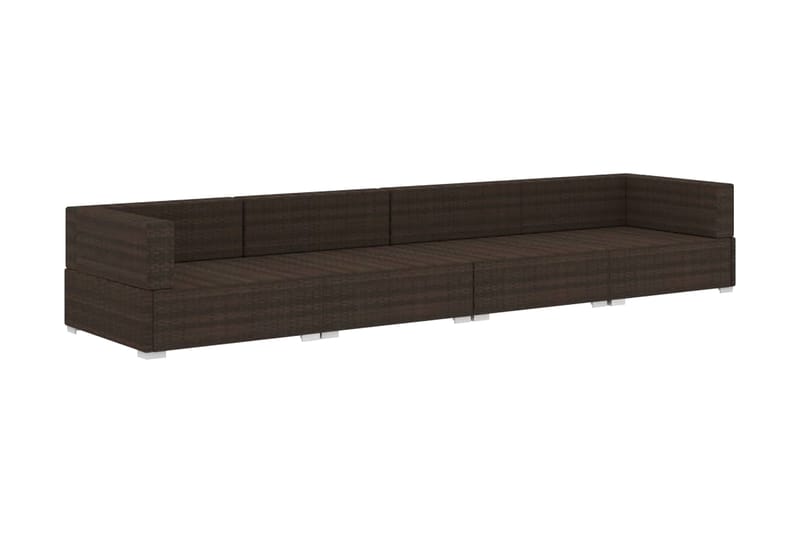 haveloungesæt 4 dele med hynder polyrattan brun - Brun - Altanmøbler - Sofagrupper udendørs - Loungesæt