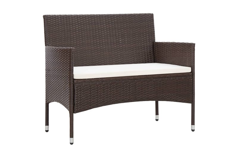 Haveloungesæt 4 Dele med Hynder Polyrattan Brun - Brun - Havemøbler - Loungemøbler - Loungesæt