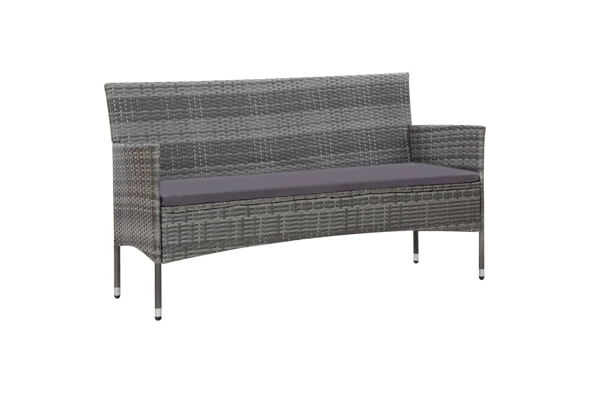 Haveloungesæt 4 Dele Med Hynder Polyrattan Grå - Grå - Havemøbler - Loungemøbler - Loungesæt