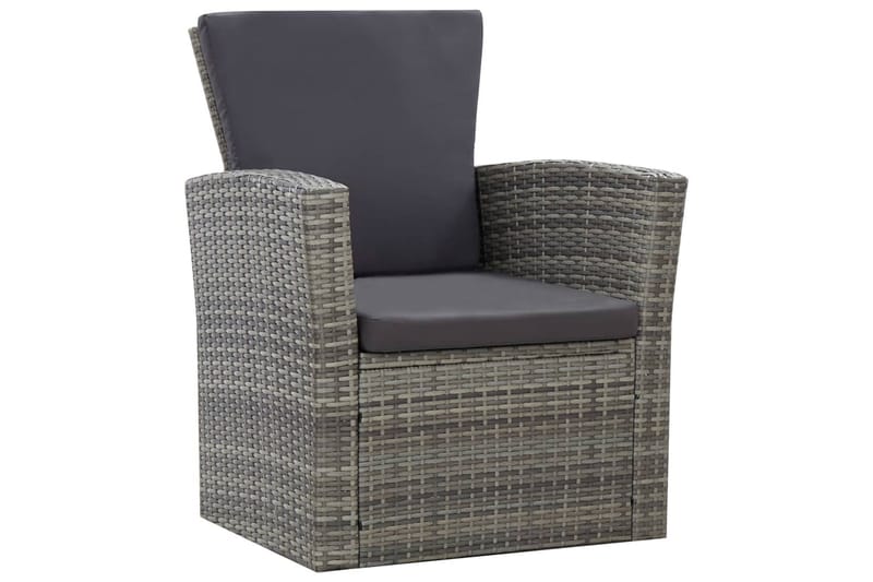 Haveloungesæt 4 Dele Med Hynder Polyrattan Grå - Grå - Havemøbler - Loungemøbler - Loungesæt