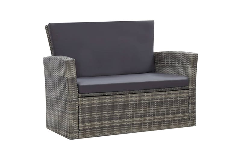 Haveloungesæt 4 Dele Med Hynder Polyrattan Grå - Grå - Havemøbler - Loungemøbler - Loungesæt
