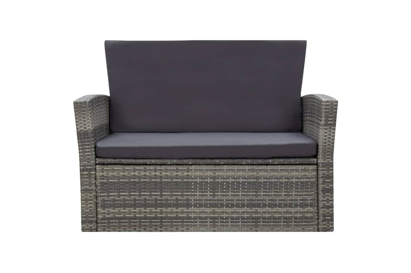 Haveloungesæt 4 Dele Med Hynder Polyrattan Grå - Grå - Havemøbler - Loungemøbler - Loungesæt