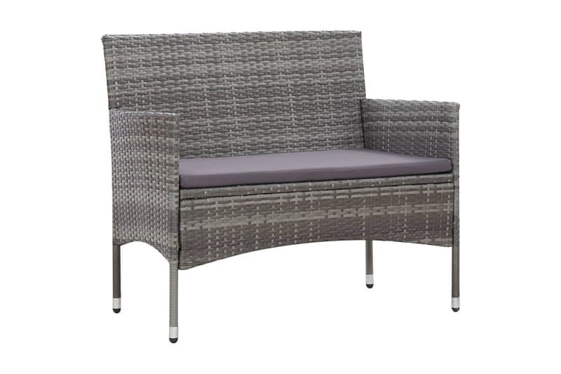 Haveloungesæt 4 Dele med Hynder Polyrattan Grå - Grå - Havemøbler - Loungemøbler - Loungesæt