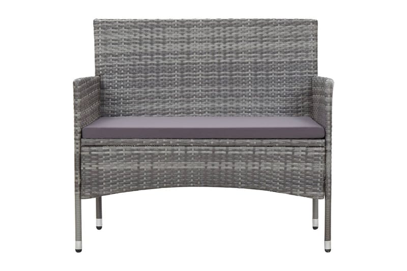 Haveloungesæt 4 Dele med Hynder Polyrattan Grå - Grå - Havemøbler - Loungemøbler - Loungesæt