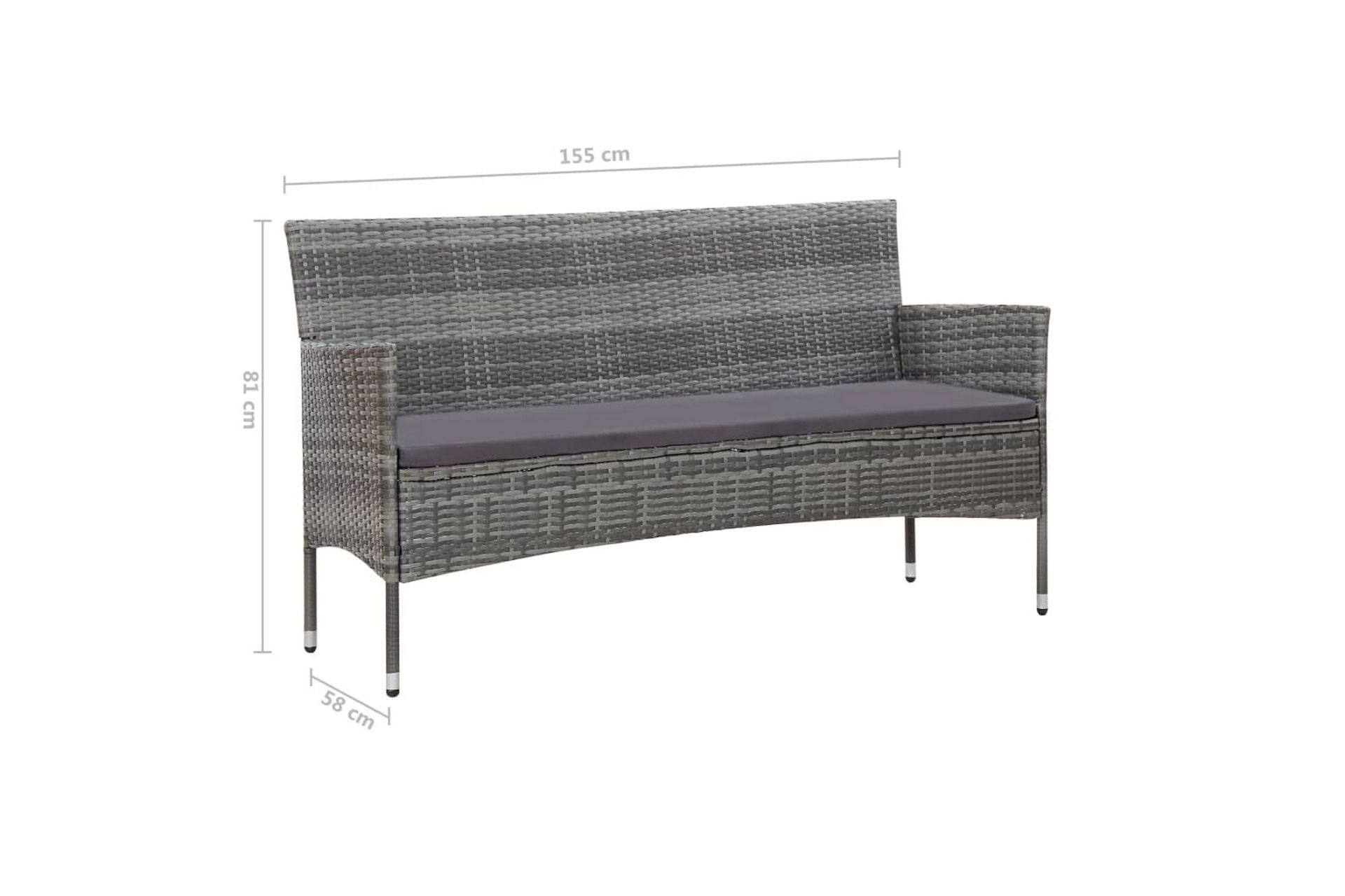 Haveloungesæt 4 Dele Med Hynder Polyrattan Grå - Grå - Havemøbler - Loungemøbler - Loungesæt