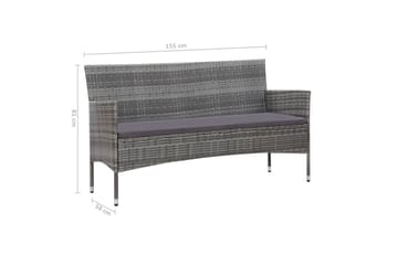 Haveloungesæt 4 Dele Med Hynder Polyrattan Grå - Grå - Havemøbler - Loungemøbler - Loungesæt