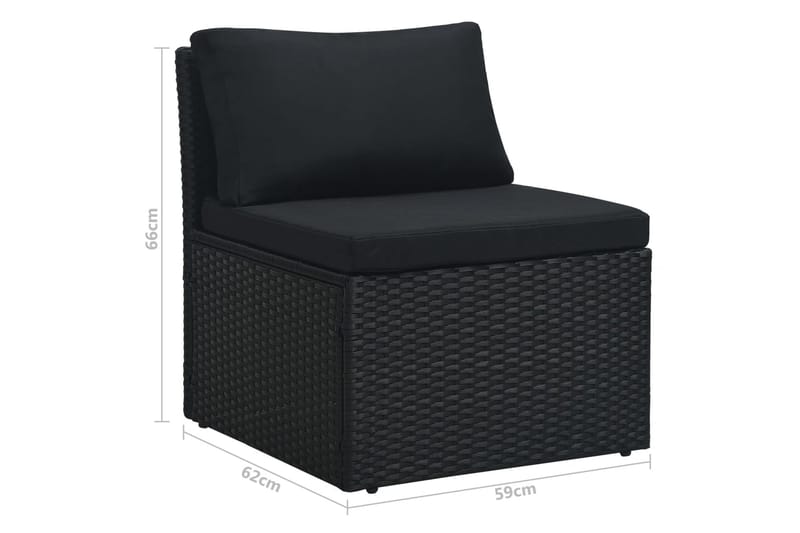Haveloungesæt 4 Dele Med Hynder Polyrattan Sort - Sort - Havemøbler - Loungemøbler - Loungesæt