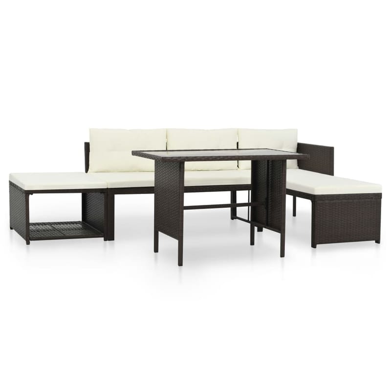 Haveloungesæt 4 Dele Polyrattan Brun - Brun - Havemøbler - Loungemøbler - Loungesæt