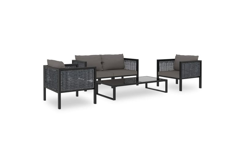 Haveloungesæt 5 Dele Med Hynde Polyrattan Antracitgrå - Havemøbler - Loungemøbler - Loungesæt