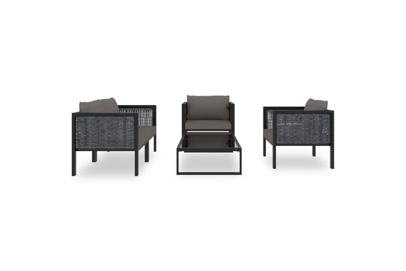 Haveloungesæt 5 Dele Med Hynde Polyrattan Antracitgrå - Havemøbler - Loungemøbler - Loungesæt