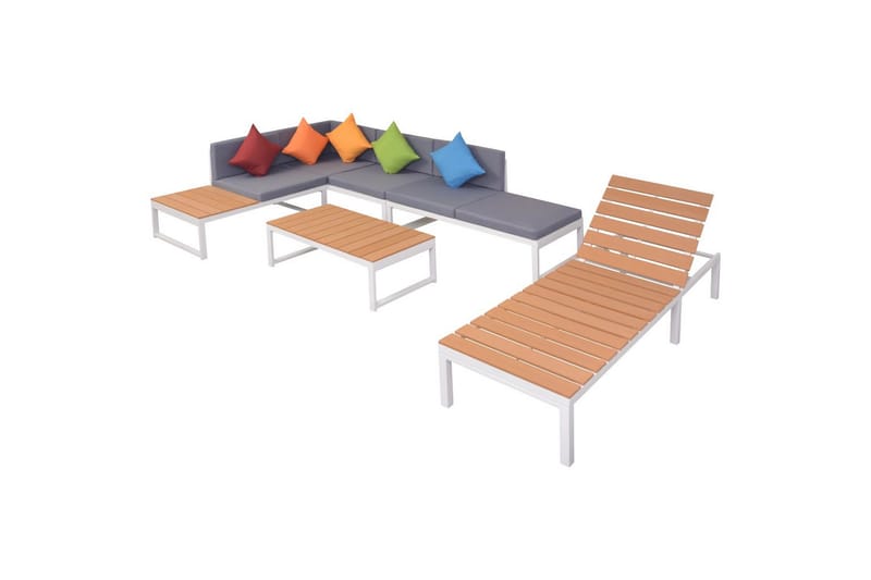 Haveloungesæt 5 Dele Med Hynder Aluminium Og Wpc - Flerfarvet - Altanmøbler - Sofagrupper udendørs - Loungesæt
