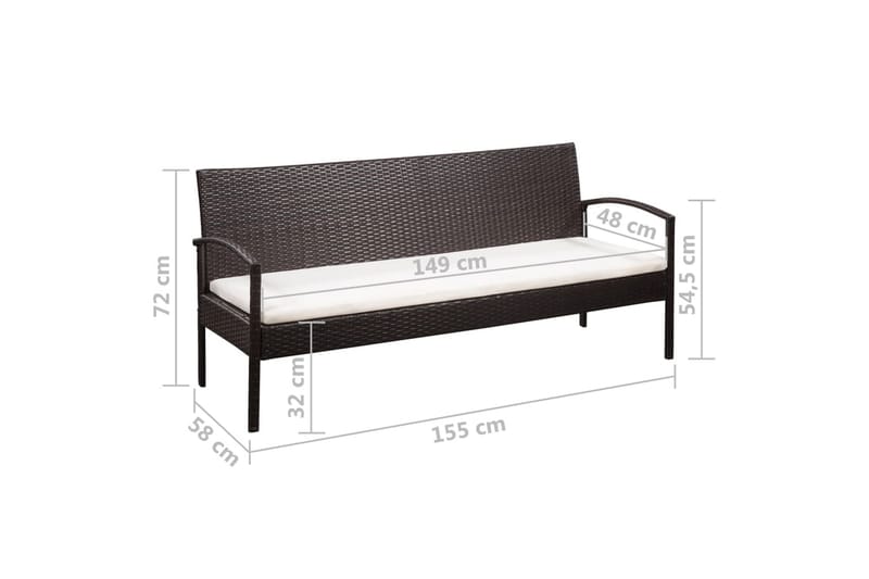 Haveloungesæt 5 Dele Med Hynder Polyrattan Brun - Brun - Havemøbler - Loungemøbler - Loungesæt