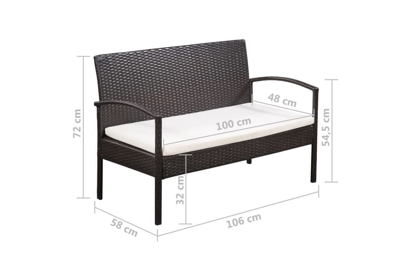 Haveloungesæt 5 Dele Med Hynder Polyrattan Brun - Brun - Havemøbler - Loungemøbler - Loungesæt