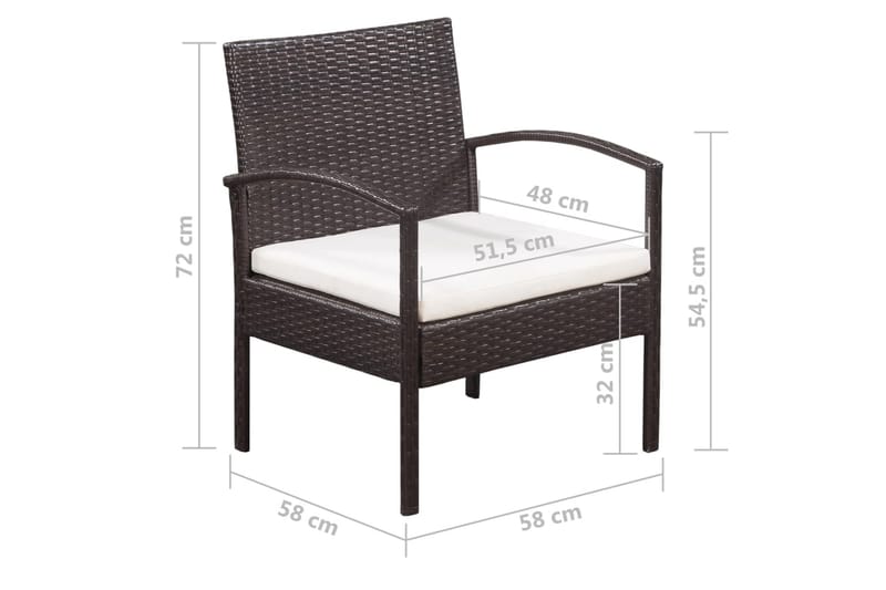 Haveloungesæt 5 Dele Med Hynder Polyrattan Brun - Brun - Havemøbler - Loungemøbler - Loungesæt