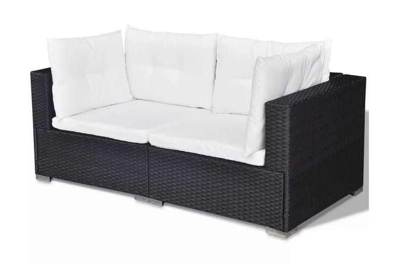 Haveloungesæt 5 Dele Med Hynder Polyrattan Sort - Sort - Havemøbler - Loungemøbler - Loungesæt