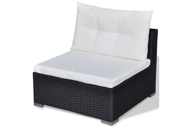 Haveloungesæt 5 Dele Med Hynder Polyrattan Sort - Sort - Havemøbler - Loungemøbler - Loungesæt