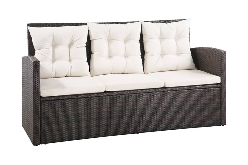 Haveloungesæt 5 Dele Med Hynder Polyrattan Brun - Brun - Havemøbler - Loungemøbler - Loungesæt