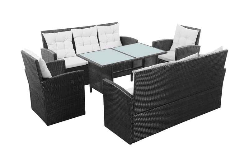 Haveloungesæt 5 Dele Med Hynder Polyrattan Sort - Sort - Havemøbler - Loungemøbler - Loungesæt