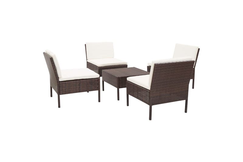 haveloungesæt 5 dele med hynder polyrattan brun - Brun - Havemøbler - Loungemøbler - Loungesæt
