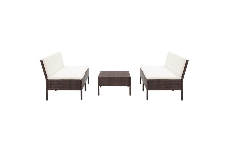 haveloungesæt 5 dele med hynder polyrattan brun - Brun - Havemøbler - Loungemøbler - Loungesæt