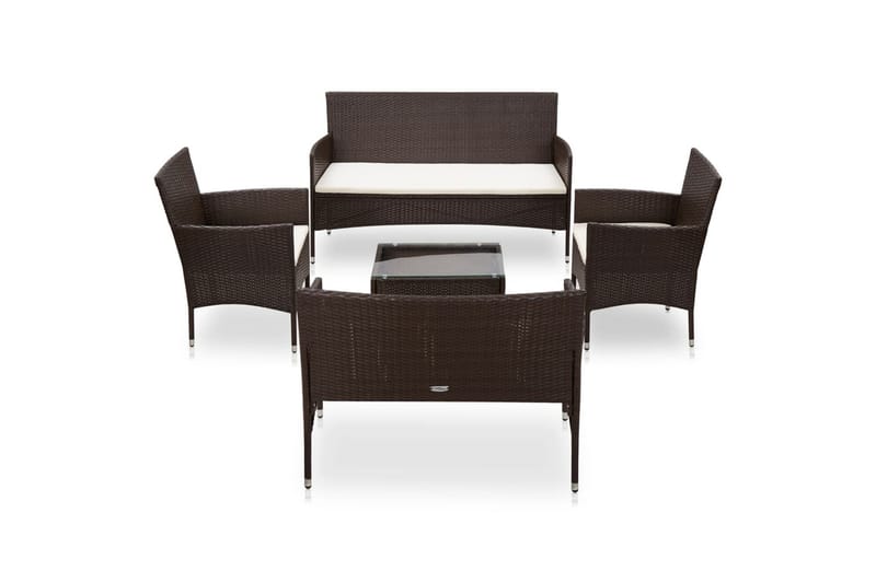 Haveloungesæt 5 Dele med Hynder Polyrattan Brun - Brun - Havemøbler - Loungemøbler - Loungesæt