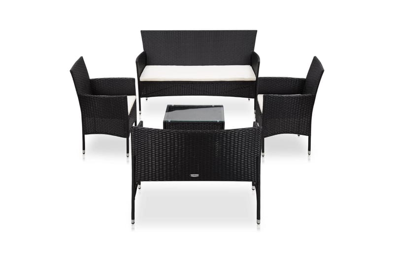 Haveloungesæt 5 Dele med Hynder Polyrattan Sort - Sort - Havemøbler - Loungemøbler - Loungesæt