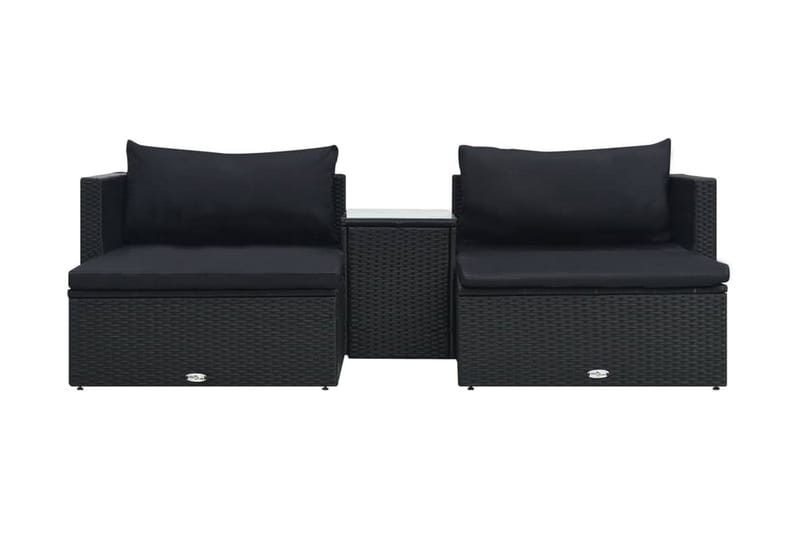 Haveloungesæt 5 Dele Med Hynder Polyrattan Sort - Sort - Havemøbler - Loungemøbler - Loungesæt