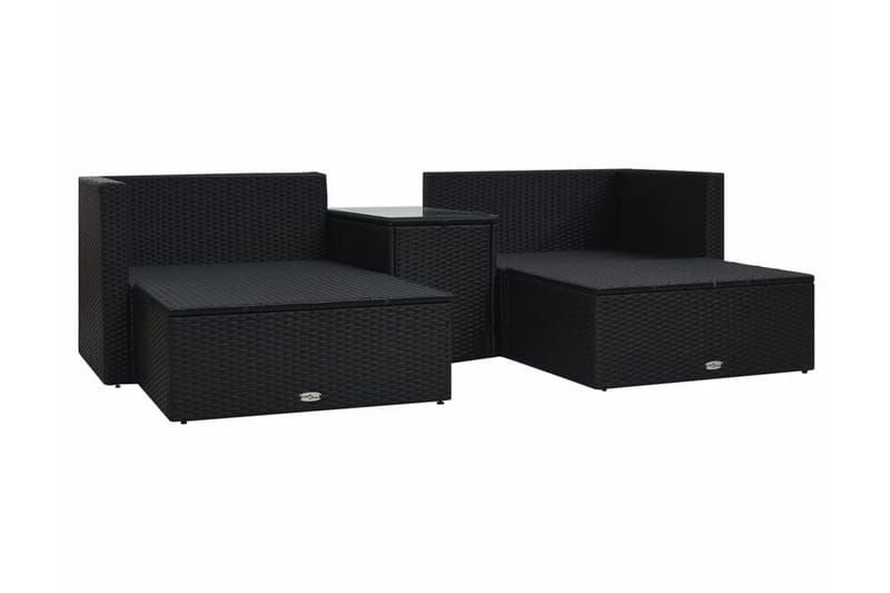 Haveloungesæt 5 Dele Med Hynder Polyrattan Sort - Sort - Havemøbler - Loungemøbler - Loungesæt