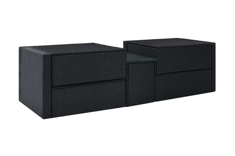 Haveloungesæt 5 Dele Med Hynder Polyrattan Sort - Sort - Havemøbler - Loungemøbler - Loungesæt