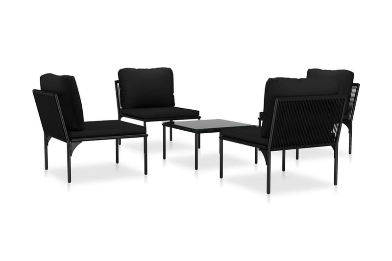 Haveloungesæt 5 Dele Med Hynder Pvc Sort - Sort - Havemøbler - Loungemøbler - Loungesæt