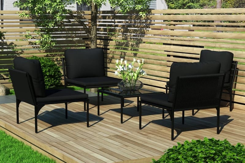 Haveloungesæt 5 Dele Med Hynder Pvc Sort - Sort - Havemøbler - Loungemøbler - Loungesæt