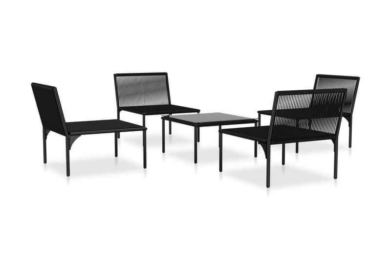 Haveloungesæt 5 Dele Med Hynder Pvc Sort - Sort - Havemøbler - Loungemøbler - Loungesæt
