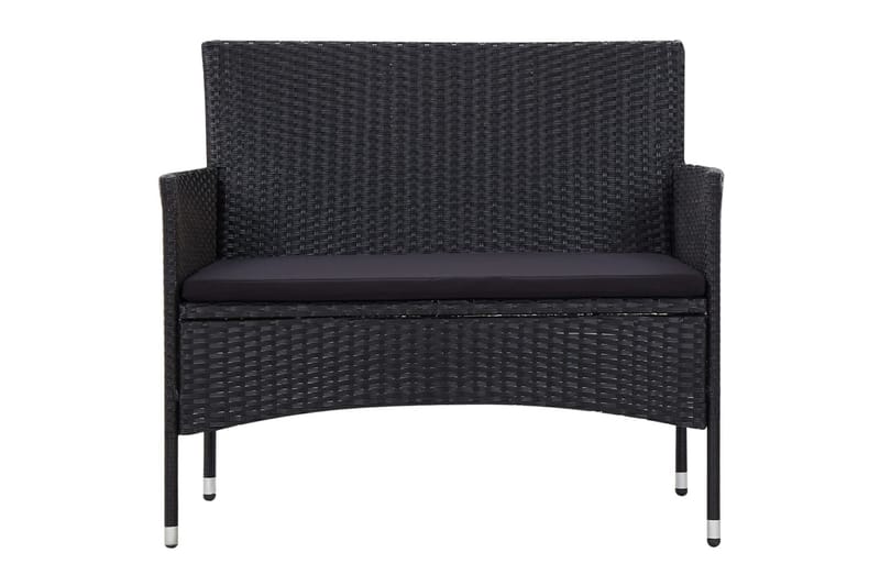 Haveloungesæt 5 Dele med Hynder Polyrattan Sort - Sort - Havemøbler - Loungemøbler - Loungesæt