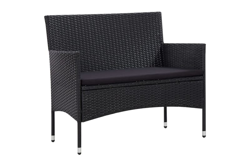 Haveloungesæt 5 Dele med Hynder Polyrattan Sort - Sort - Havemøbler - Loungemøbler - Loungesæt