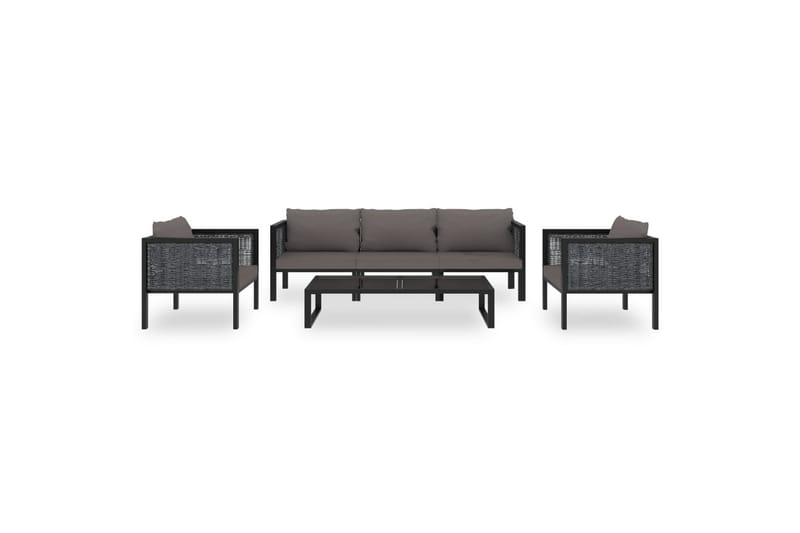 Haveloungesæt 6 Dele Med Hynde Polyrattan Antracitgrå - Havemøbler - Loungemøbler - Loungesæt