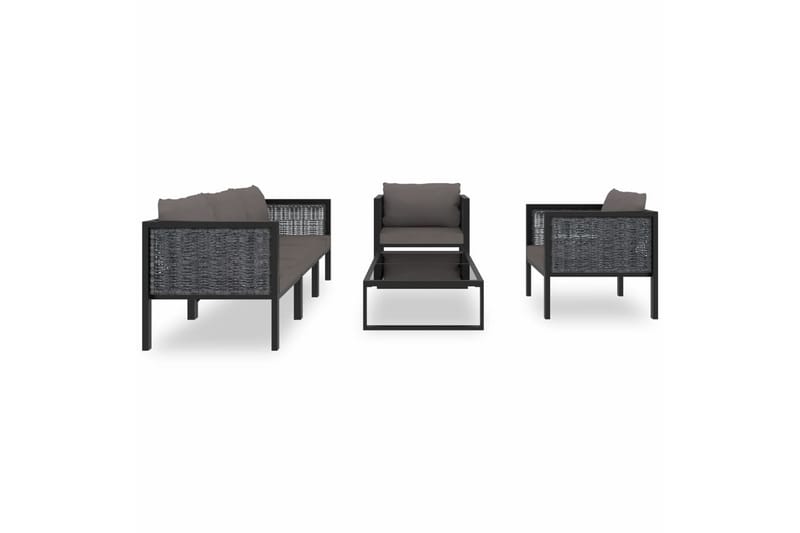 Haveloungesæt 6 Dele Med Hynde Polyrattan Antracitgrå - Havemøbler - Loungemøbler - Loungesæt