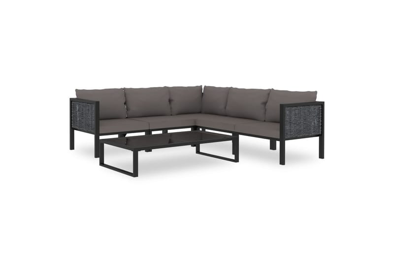 Haveloungesæt 6 Dele Med Hynde Polyrattan Antracitgrå - Havemøbler - Loungemøbler - Loungesæt