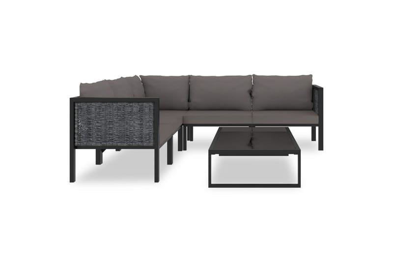 Haveloungesæt 6 Dele Med Hynde Polyrattan Antracitgrå - Havemøbler - Loungemøbler - Loungesæt